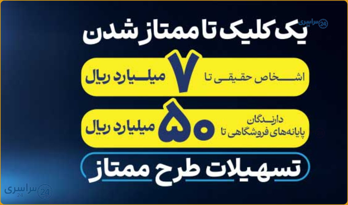 پرداخت وام ۳۰۰ میلیونی تا ۵ میلیاردی با نرخ سود ۴ تا ۲۳ درصد / طرح ممتاز تجارت