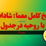 پاسخ کامل معما: شاداب و با روحیه در جدول