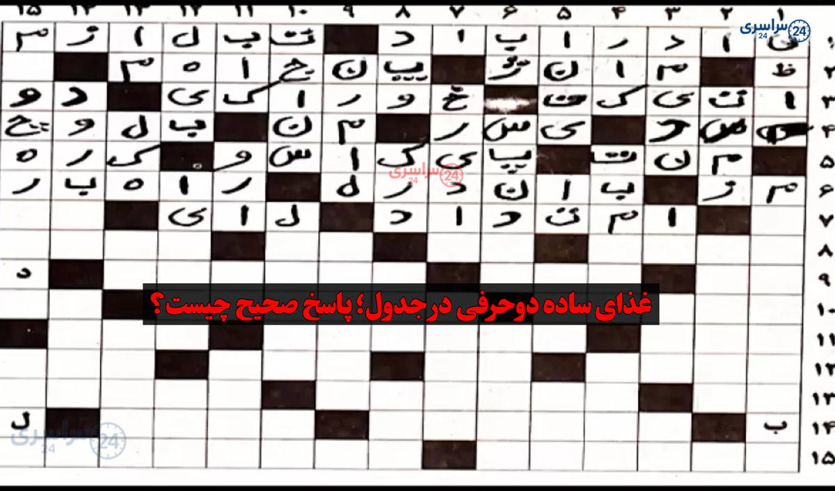 غذای ساده دوحرفی در جدول؛ پاسخ صحیح چیست؟