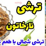 آموزش مرحله‌ به‌ مرحله ترشی نازخاتون شمالی با بادمجان کبابی و آبغوره + فیلم