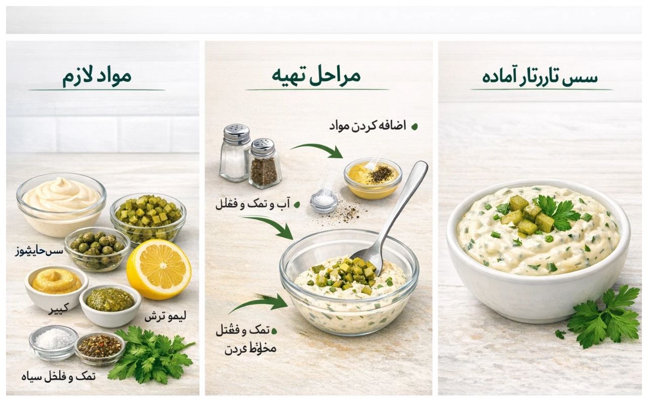 طرز تهیه سس تارتار حرفهای برای ماهی و میگو و انواع سوخاری
