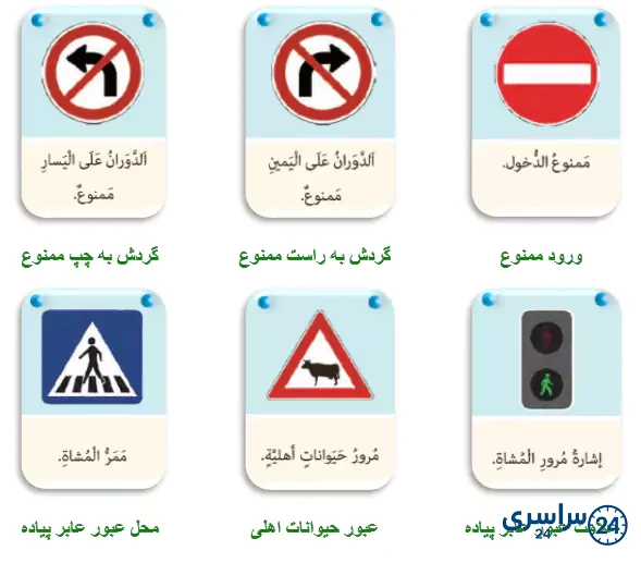 جواب تمرین درس دوم عربی 9 صفحه 24