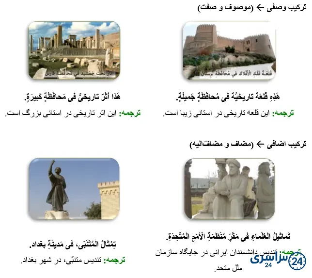 ترکیب وصفی و ترکیب اضافی صفحه 91 عربی نهم