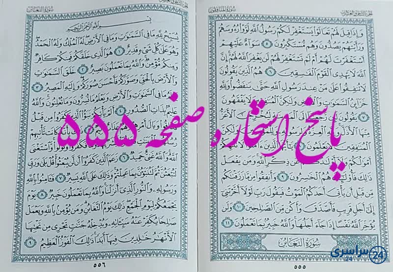 پاسخ استخاره ص 555 قران