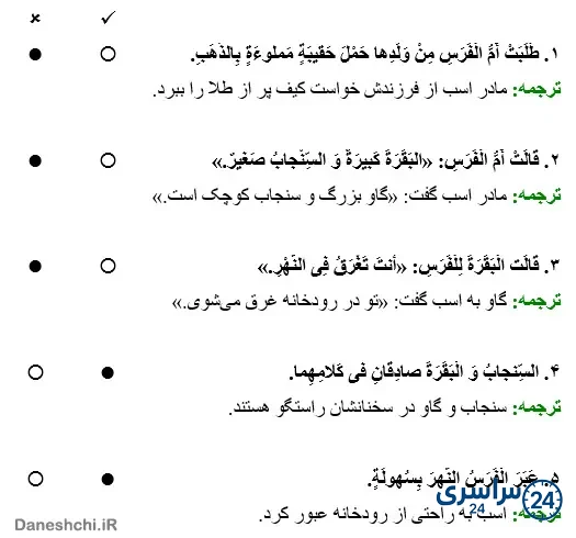 جواب تمرین صفحه 53 عربی هشتم