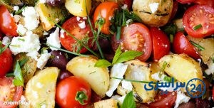مواد لازم برای سالاد یونانی با سیبزمینی
