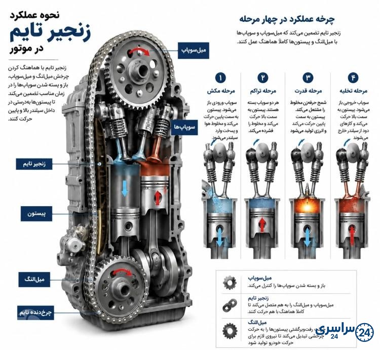 نحوه عملکرد زنجیر تایم ماشین