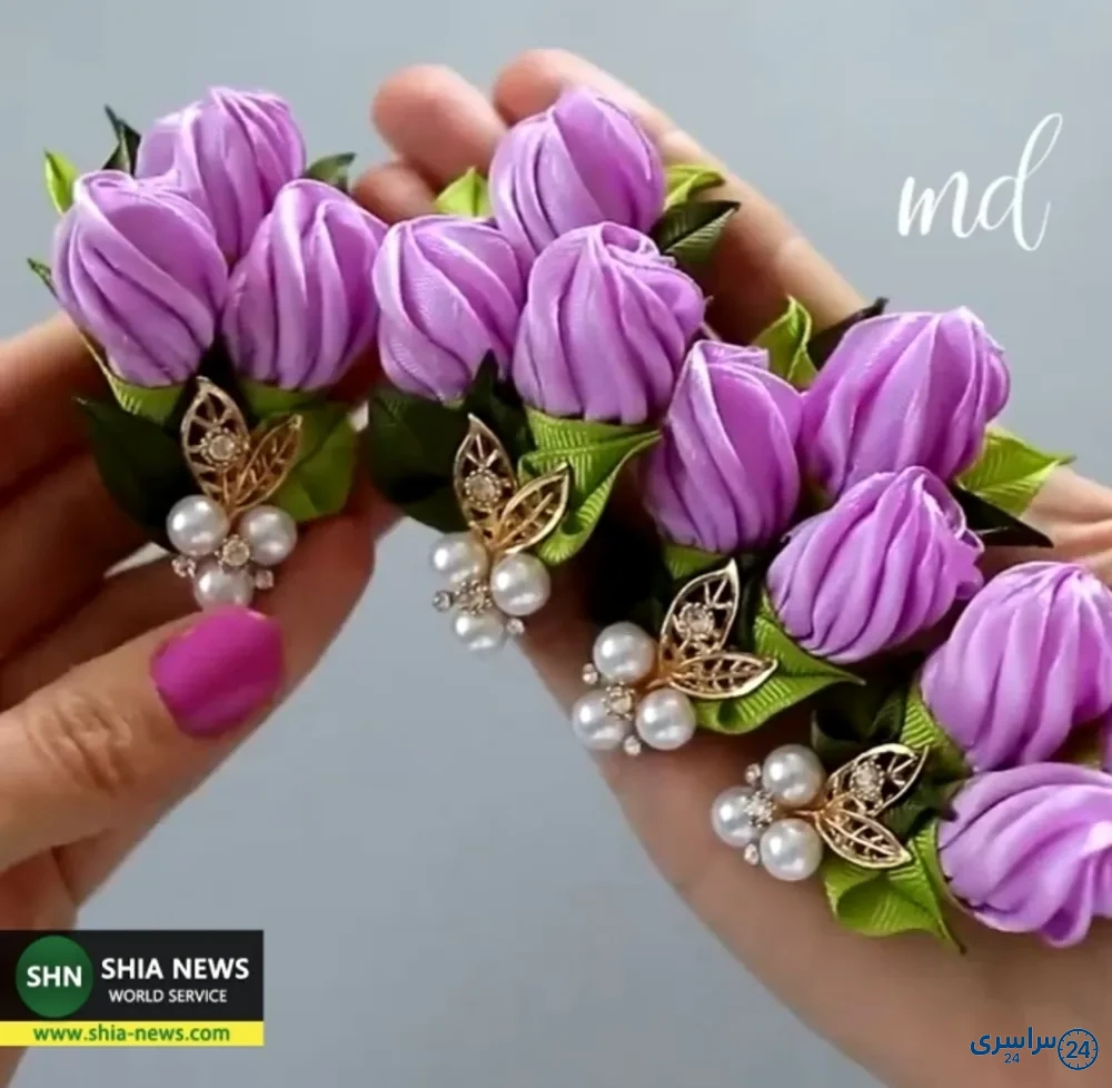 عکس آموزش گل روبانی