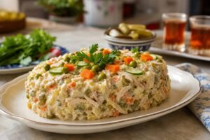 طرز تهیه سالاد الویه مرغ خانگی | خوشمزه، مجلسی + بدون آب انداختن